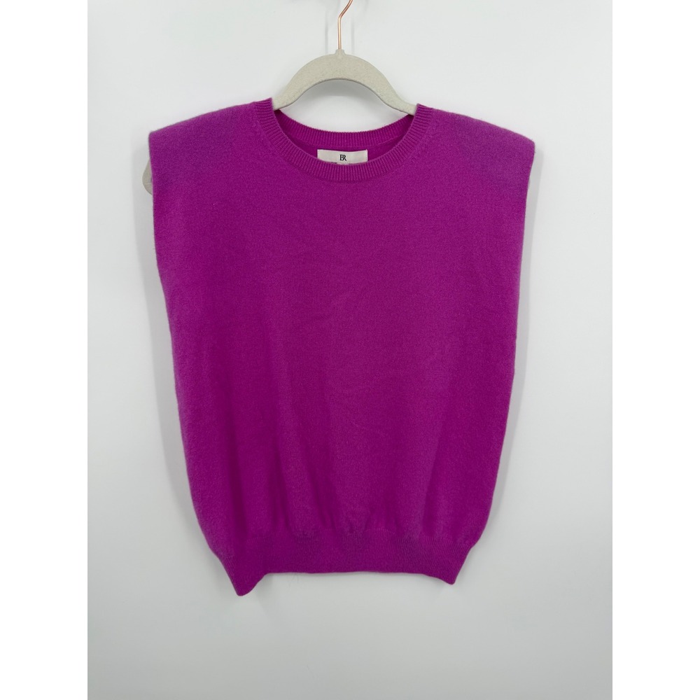 Banana Republic Cashmere padded shoulder Sweater top Women XS Purple Sleeveless